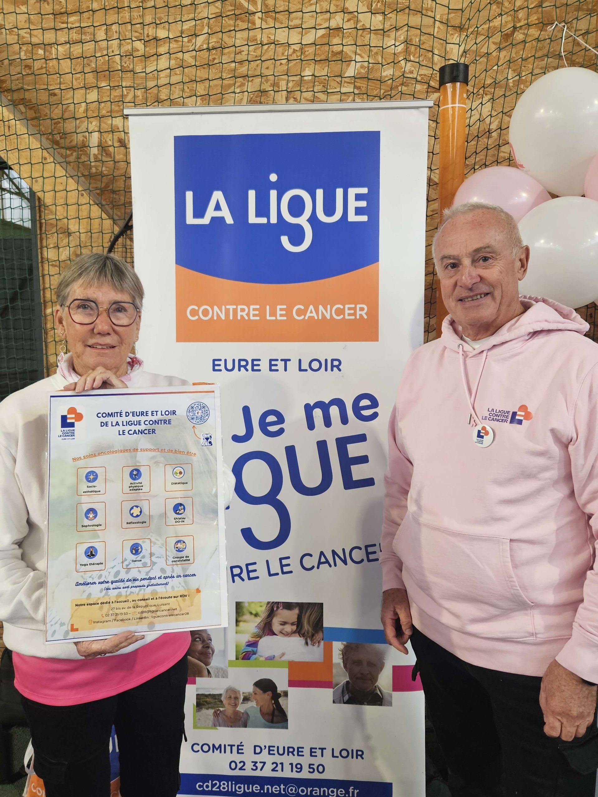 Claude Eschmann, présidente du comité d'Eure-et-Loir de la Ligue contre le cancer, et Patrick Dall'Olmo, secrétaire général.
